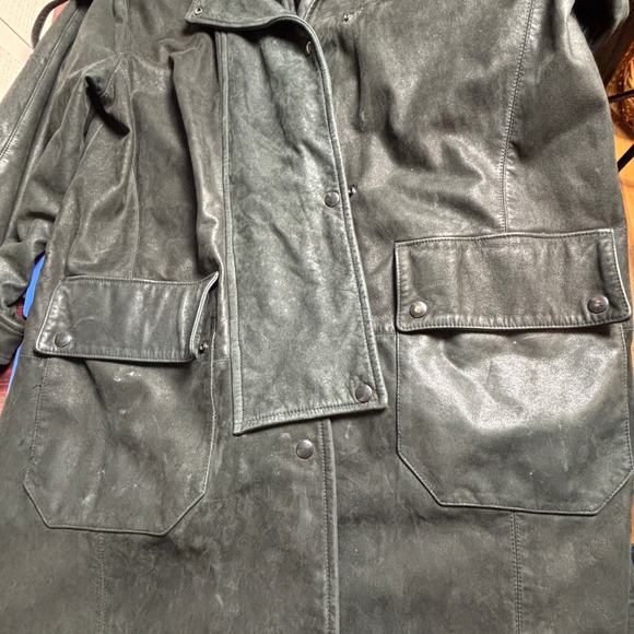 Lone Pine Black Leather Suede Coat Western Cowboy Duster Size M - Picture 10 of 10